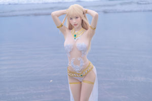 [Net rode COSER-foto] Prachtig Shimizu Yuno-Marie Rose wit badpak