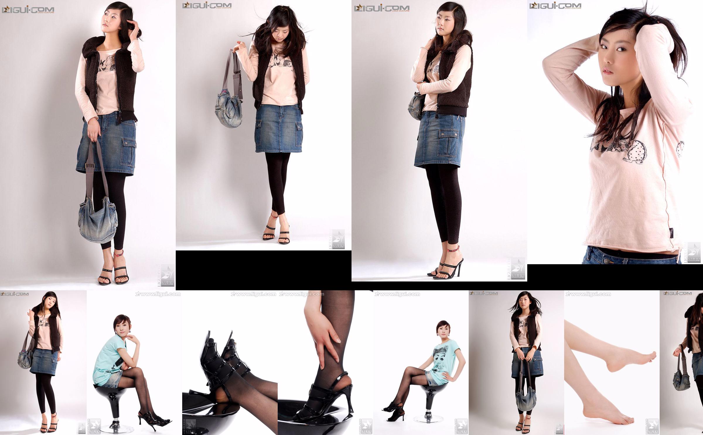 Model Zhang Di "Denim Short Skirt Playing Elegant" [Ligui LiGui] Photo of beautiful legs and jade feet No.6bdd8e Page 4